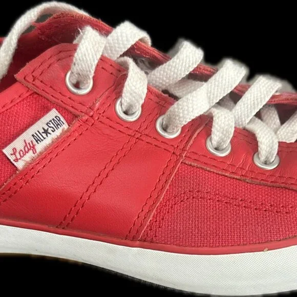 NWOT - Converse Lady All Star Red Cotton with Leather Size 7 RARE! - Picture 4 of 5